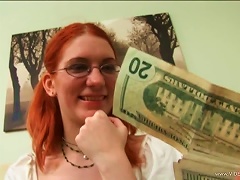 Free Porn Glassed Redhead Teen Gets Paid To Have A Threesome With Two Old